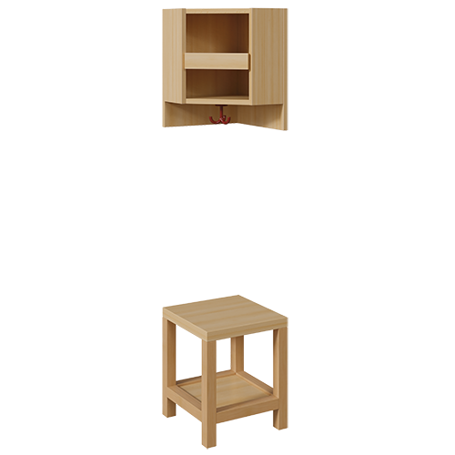 Garderoben-Innenecke, für doppelte Ablage B/T: 35x35 cm, 2teilig ohne Stütze, Ablage zur Wandmontage