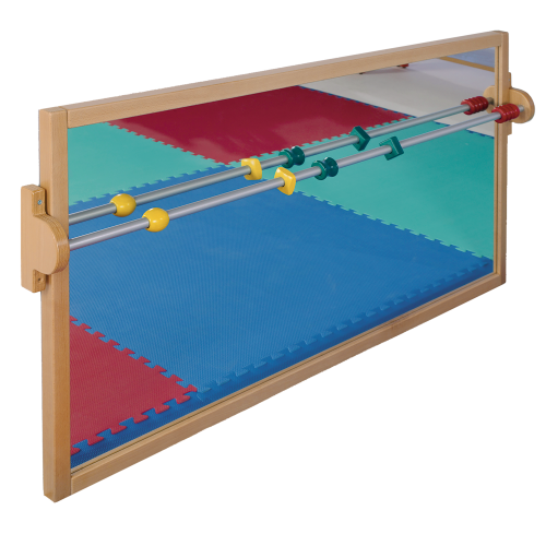 Lauflernspiegel B/H/T: 160x80x4 cm, Sicherheitsspiegel mit Massivholz-Buche-Rahmen