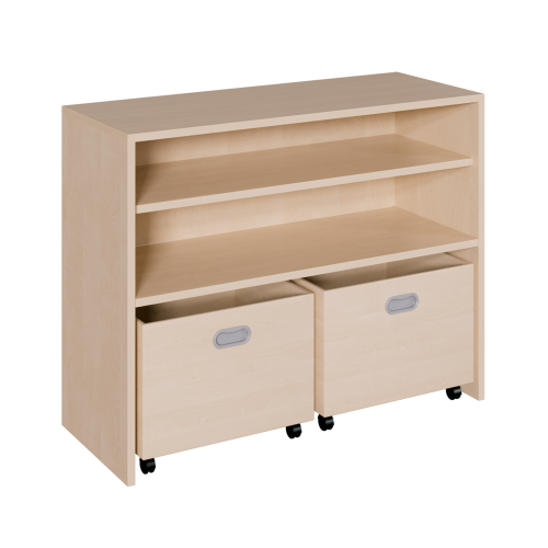 Korpus-Regal mit hoher Sockelnische, inklusive 2 Rollkästen B/H/T: 102x80x40 cm, 2 Regalfächer