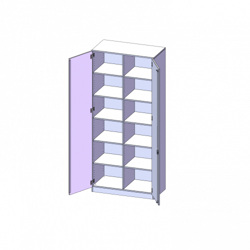 Schrank, 6 Ordnerhöhen - Serie evo180 B/H/T: 100x226x40 cm, 2 Türen, abschließbar, mit Mittelwand, mit Sockel (81 mm)