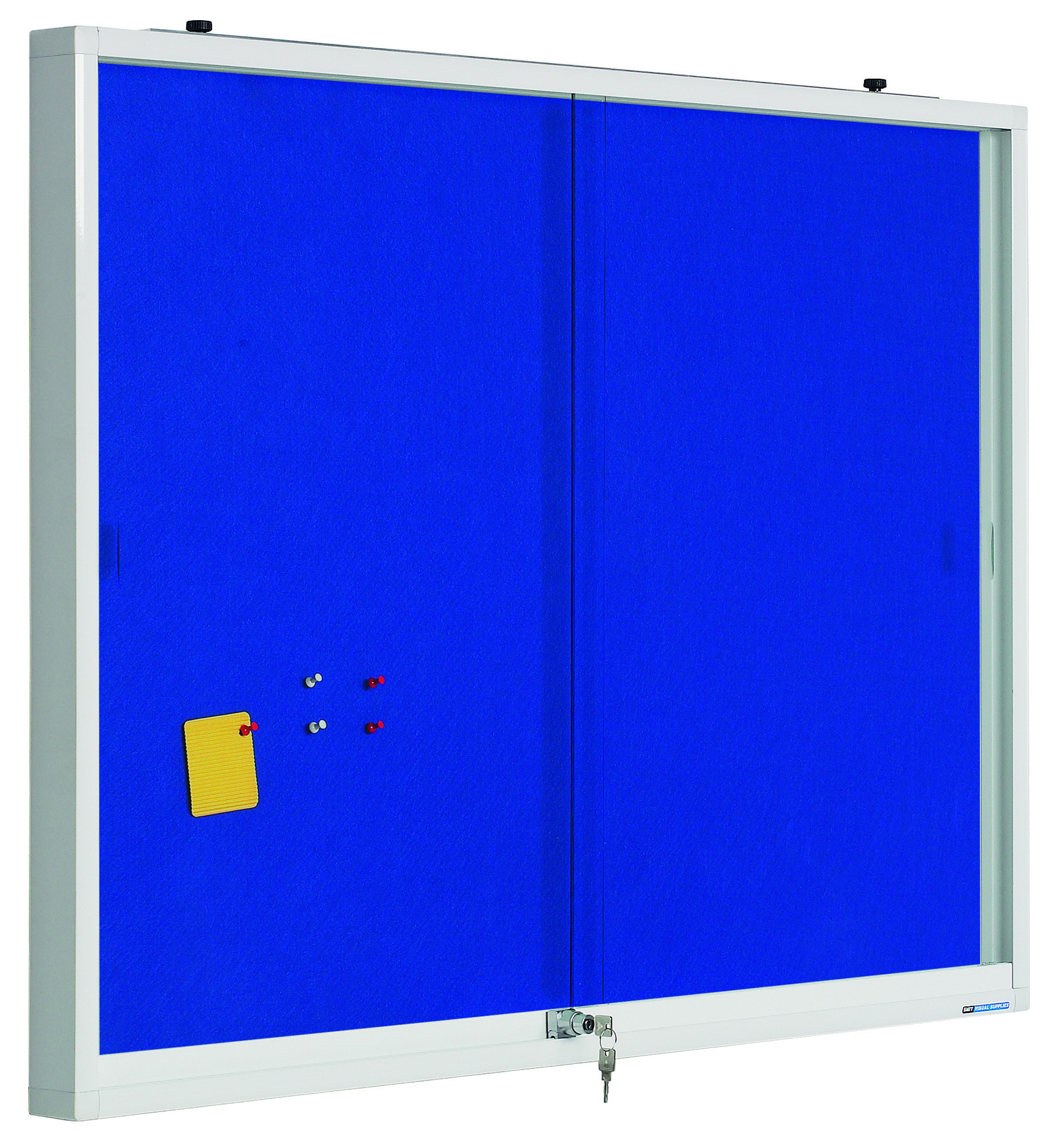 13001_141 Innenvitrine mit blauer Stoffoberfläche