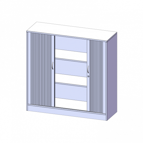 Schrank mit Rollo, 3 Ordnerhöhen - Serie evo180 B/H/T: 120x118x40 cm, Querrollladen, abschließbar, mit Sockel (81 mm)