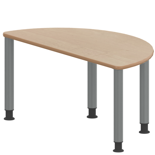 Tisch ZALOTTI mit Schichtstoff-Belag Halbrundtische, Stellfläche B/T: 120x60 cm, Höhen 41…76 cm, Stahlrohrbeine Ø 60 mm, Fußvariante: höhenverstellbar