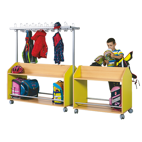 Garderobenwagen doppelseitig B/H/T: 97x160x50 cm, mit Ablagen in 2 Etagen und 12 Garderoben-Dreifachhaken