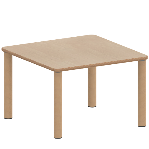 Tisch ZALOTTI mit Schichtstoff-Belag Quadrattische, Maße B/T: 80x80 bzw. 60x60 cm, Höhen 25…76 cm, Massivholzbeine Ø 60 mm, Fußvariante: Stellfuß