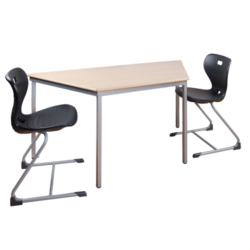 Halbrunder Tisch, Platte mit Schichtstoff verschiedene Größen in wählbarer Höhe, Gestell Stahlquadratrohr 30x30