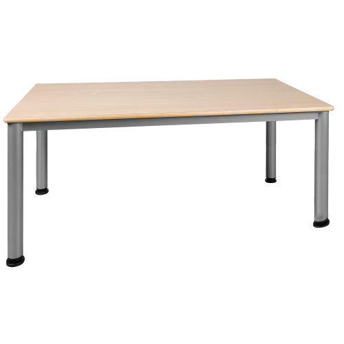 Rechteckiger Tisch, Platte mit Schichtstoff verschiedene Größen in wählbarer Höhe nach DIN von 41...76 cm, Stahlrohr-Füße Ø 60