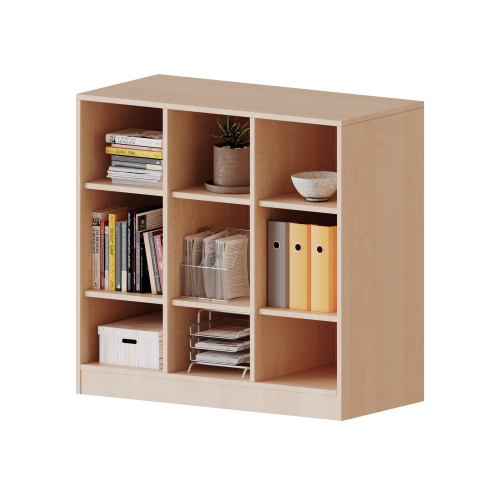 Regal, dreireihig, 2 Ordnerhöhen - evo180 Serie Breite 104,5 cm, Gesamthöhe 100 cm (2,5 Ordnerhöhen!), mit Sockel und Mittelwand, ohne Boxen, 6 Einlegeböden