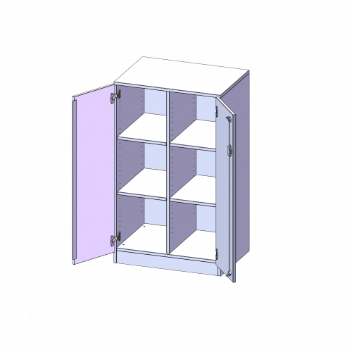 Schrank, zweireihig, 3 Ordnerhöhen - evo180 Serie B/H/T: 70,3x118x50 cm, zweitürig, mit Sockel (81 mm), ohne Boxen