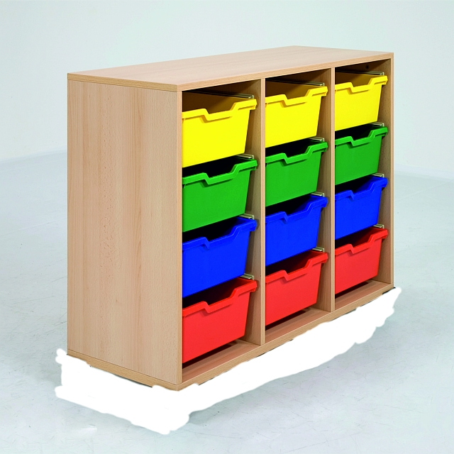 Schülereigentumsschrank 3-reihig 12 gr. Schübe