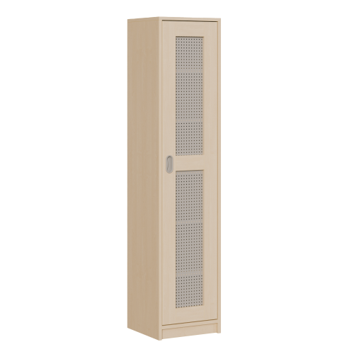 Bettzeugschrank mit 1 Lochblechtür und 6 Fächern B/H: 40x180 cm (2 Tiefen), 1 Rahmentür mit Lochblechfüllung