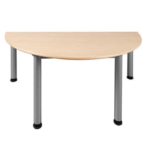 Halbrunder Tisch, Platte mit Schichtstoff verschiedene Größen in wählbarer Höhe, Stahlrohr-Füße Ø 60