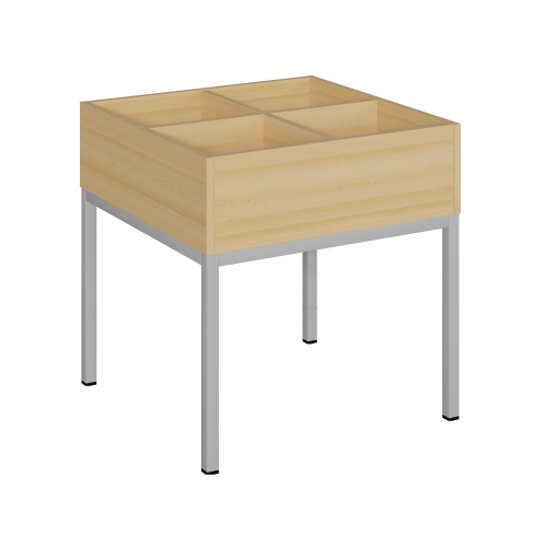 Büchertrog, 4 Fächer, Stahlgestell feststehend, B/H/T: 70x64x70 cm