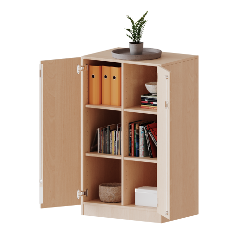 Schrank, zweireihig, 3 Ordnerhöhen - evo180 Serie B/H/T: 70,3x118x50 cm, zweitürig, mit Sockel (81 mm), ohne Boxen