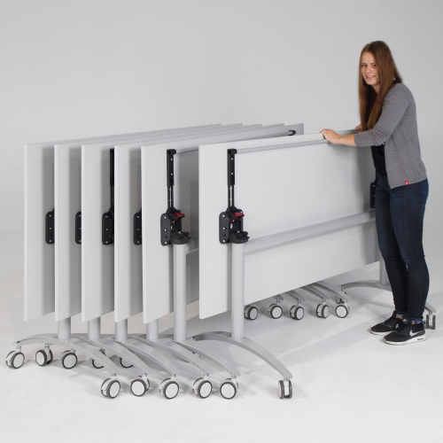 Seitenklapptisch mit Melaminplatte, fahrbar B/H/T: 160x72x80 cm