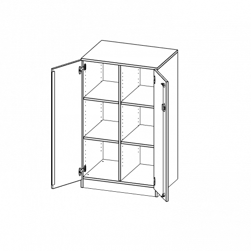 Schrank, zweireihig, 3 Ordnerhöhen - evo180 Serie B/H/T: 70,3x118x50 cm, zweitürig, mit Sockel (81 mm), ohne Boxen