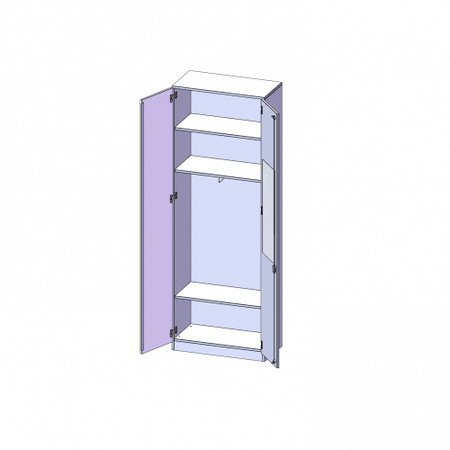 Garderobenschrank mit Spiegel und Garderobenstange, 6 Ordnerhöhen - Serie evo180 B/H/T: 80x226x40 cm, 2 Türen, abschließbar, mit Sockel (81 mm)
