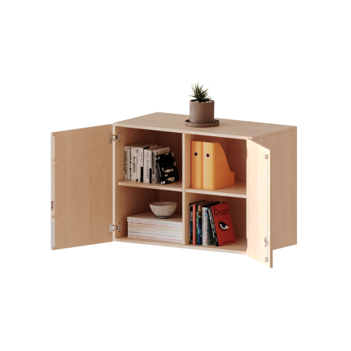 Aufsatzschrank, 2 Ordnerhöhen - Serie evo180 B/H/T: 100x72x40 cm, 2 Türen, abschließbar, mit Mittelwand