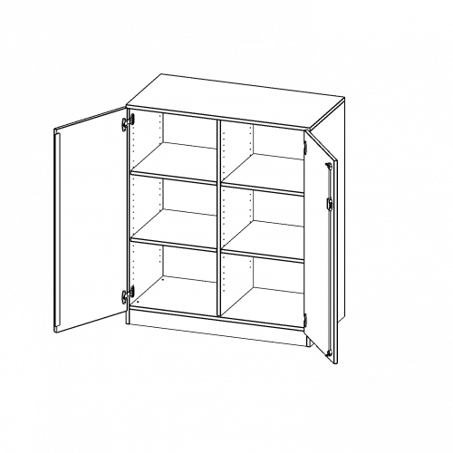 Schrank, 3 Ordnerhöhen - Serie evo180 B/H/T: 100x118x50 cm, 2 Türen, abschließbar, mit Mittelwand, mit Sockel (81 mm)
