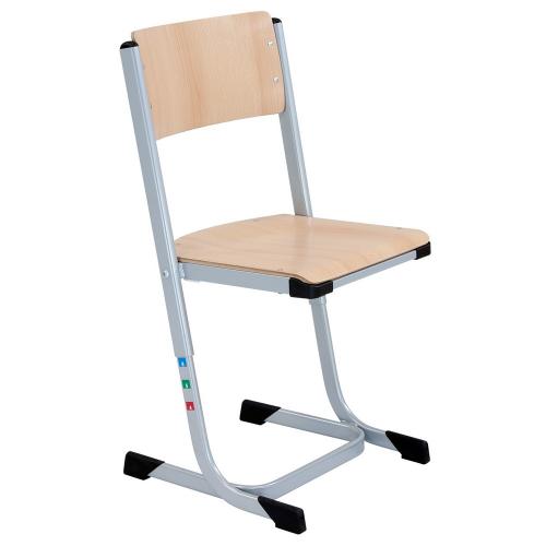 Schulstuhl höhenverstellbar mit Sitzgarnitur Buche Sitzhöhe DIN 4 - 7, Schülerstuhl mit Ovalrohrgestell, Sitzflächen Vorderkante abgerundet