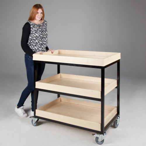 Vorbereitungswagen mit 3 Ablageböden, fahrbar B/H/T: 100x96x60 cm, mit Aufkantung