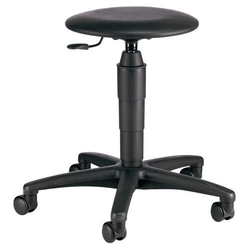 Drehhocker Natalia Ausführung wählbar, schwarzer Kunstlederbezug, schwarzes Kunststofffußkreuz