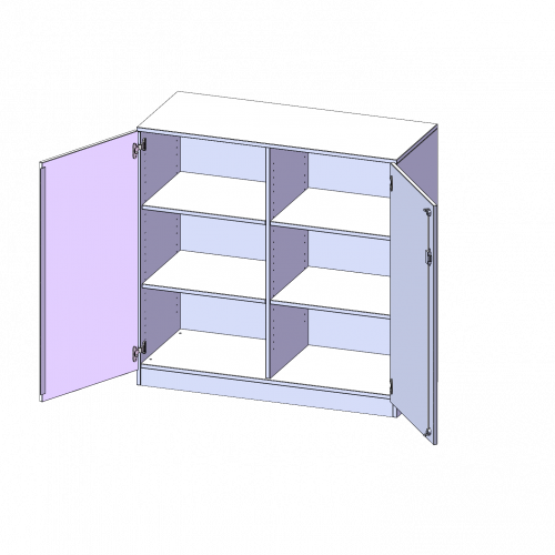 Schrank, 3 Ordnerhöhen - Serie evo180 B/H/T: 120x118x40 cm, 2 Türen, abschließbar, mit Mittelwand, mit Sockel (81 mm)