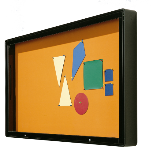 Vitrine W7 mit Klapptür zur Wandmontage im Innen- und Außenbereich Rückwand Klettenstoff