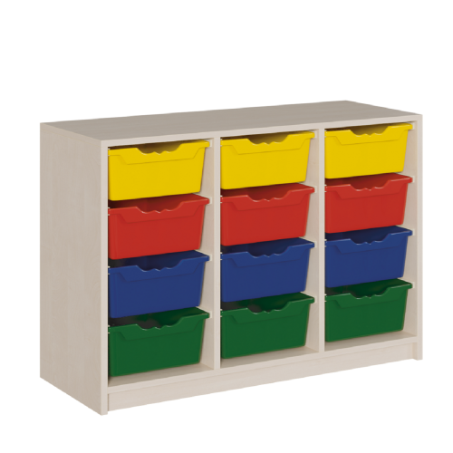 Regal mit ErgoTray-Boxen in Korpusbauweise B/H/T: 105x80x40 cm, 12 hohe ErgoTray-Boxen