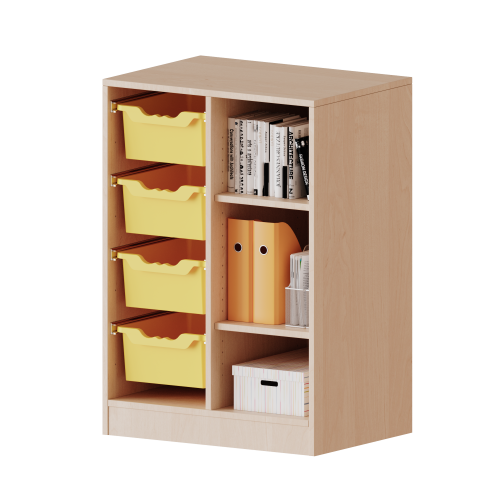 ErgoTray Regal, zweireihig, 2,5 Ordnerhöhen - evo180 Serie B/H/T: 70,3x100x50 cm, rechts 3 Fächer, links 4 hohe ErgoTray Boxen