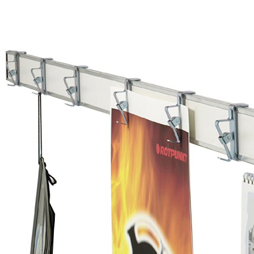 Bilderklemmleiste Melamin weiß Bilderleiste mit 3 Papierklemmen pro Meter, Oberfläche in weiss melaminharzbeschichtet