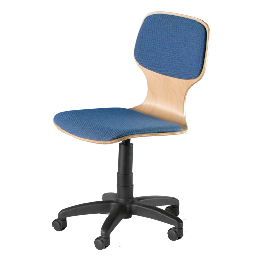 Drehspindelstuhl fahrbar mit Sitz- und Rückenpolster Sitzhöhe von 46-65 cm, mit Rollen und Stahlfußkreuz