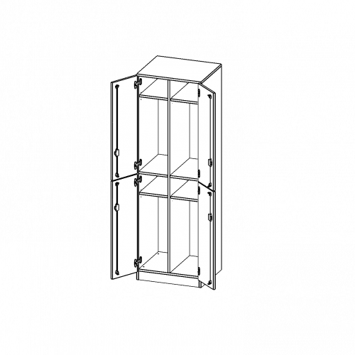 Spind Schrank, 5 Ordnerhöhen - Serie evo180 Gesamthöhe 190 cm, 4 Türen, je 2 übereinander, mit Sockel (81 mm)