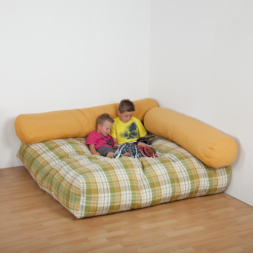 Quadratische Kuschelecke mit Flockenfüllung 3-teilig, Bezug schwer entflammbar B/H/T: 160x30x160 cm, Kunstleder schwer entflammbar