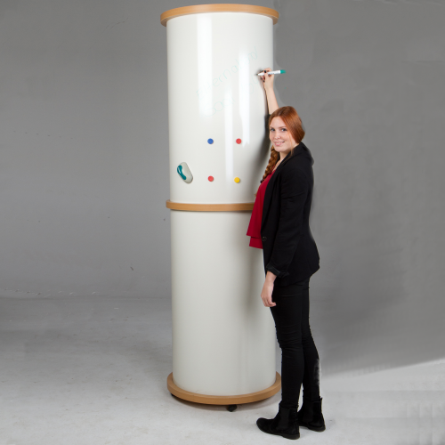 Mobile Litfaßsäule mit Whiteboardoberfläche, Schultafelstahl, weiß Höhe: 190 cm, Durchmesser: 60 cm