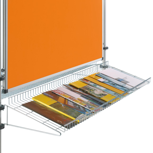 höhenverstellbare Prospektablage zum Einhängen, verchromt