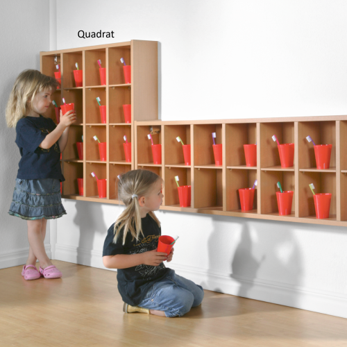 Zahnputzbecherregal für 16 Becher - Quadrat B/H/T: 80x80x15 cm