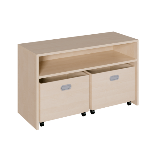 Korpus-Regal mit hoher Sockelnische, inkl.2 Rollkästen B/H/T: 102x60x40 cm, inkl.2 Rollkästen