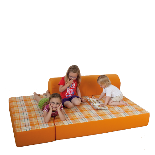 Bett-Sofa mit Rückenrolle, schwer entflammbar B/H/T: 120x40x133 cm
