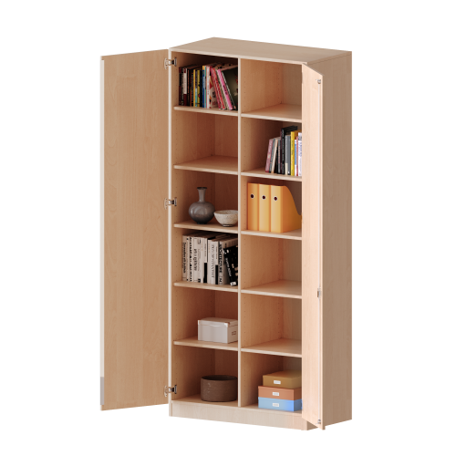 Schrank, 6 Ordnerhöhen - Serie evo180 B/H/T: 100x226x50 cm, 2 Türen, abschließbar, mit Mittelwand, mit Sockel (81 mm)