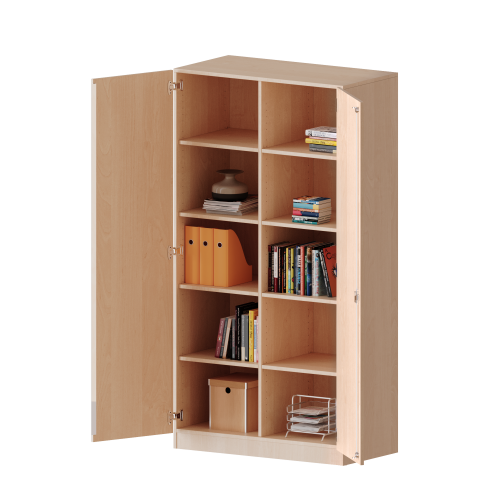 Schrank, 5 Ordnerhöhen - Serie evo180 B/H/T: 100x190x60 cm, 2 Türen, abschließbar, mit Mittelwand, mit Sockel (81 mm)