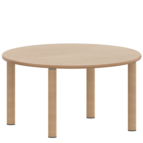 Tisch ZALOTTI mit Schichtstoff-Belag Rundtische, Durchmesser: 100 cm, Höhen 25…76 cm, Massivholzbeine Ø 60 mm, Fußvariante: Stellfuß