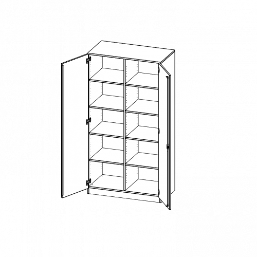 Schrank, 5 Ordnerhöhen - Serie evo180 B/H/T: 100x190x60 cm, 2 Türen, abschließbar, mit Mittelwand, mit Sockel (81 mm)