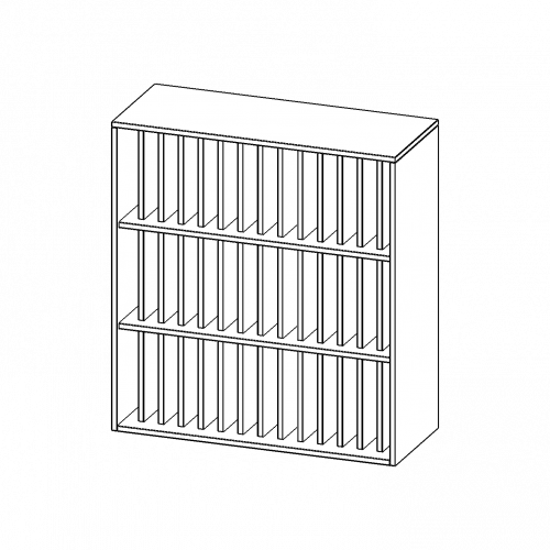 Aufsatzregal für Klassenbücher, 3 Ordnerhöhen - Serie evo180 B/H/T: 100x108x40 cm, 3 Reihen für je 14 Klassenbücher