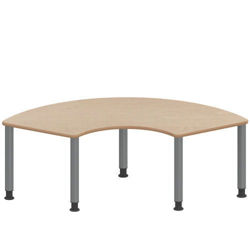 Tisch ZALOTTI mit Schichtstoff-Belag Drittelkreistische, Stellfläche B/T: 173x80 cm, Höhen 41…76 cm, Stahlrohrbeine Ø 60 mm, Fußvariante: höhenverstellbar
