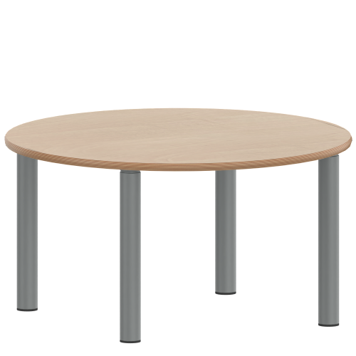 Tisch ZALOTTI mit Schichtstoff-Belag Rundtische, Durchmesser: 100 cm, Höhen 25…76 cm, Stahlrohrbeine Ø 60 mm, Fußvariante: Stellfuß