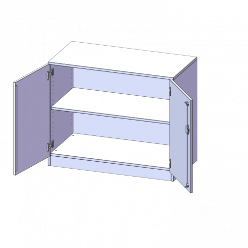 Schrank, 2 Ordnerhöhen - Serie evo180 B/H/T: 100x82x40 cm, 2 Türen, abschließbar, mit Sockel (81 mm)