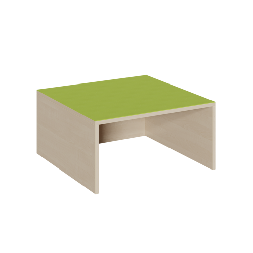 Quadrat-Podest einseitig offen, Linoleum-Deckplatte B/T: 70x70 cm, Höhe wählbar, mit Nische in Seite für Rollkasten offen