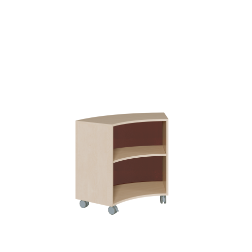 Bogenregal, Plexi-Rückwand fahrbares Regal auf 1/6-Kreis-Grundfläche