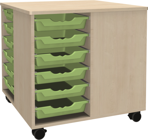 Spielinsel "A-Toll Midi", mit 24 flachen Ergo Tray Boxen, fahrbar B/H/T: 75x82x75 cm, Korpusdekor und Farbe der Boxen nach Wahl